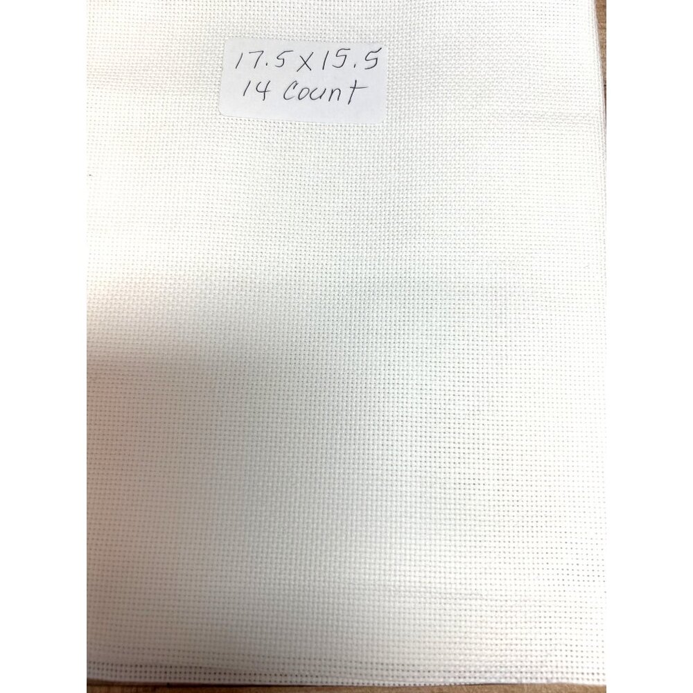 White Aida Cross Stitch Fabric 17.5 X 15.5 Inches 14 Count For Embroidery